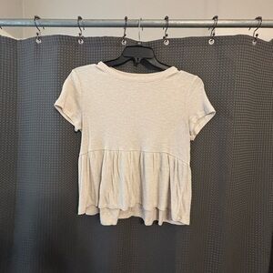 SO Beige Peplum Short Sleeve Top